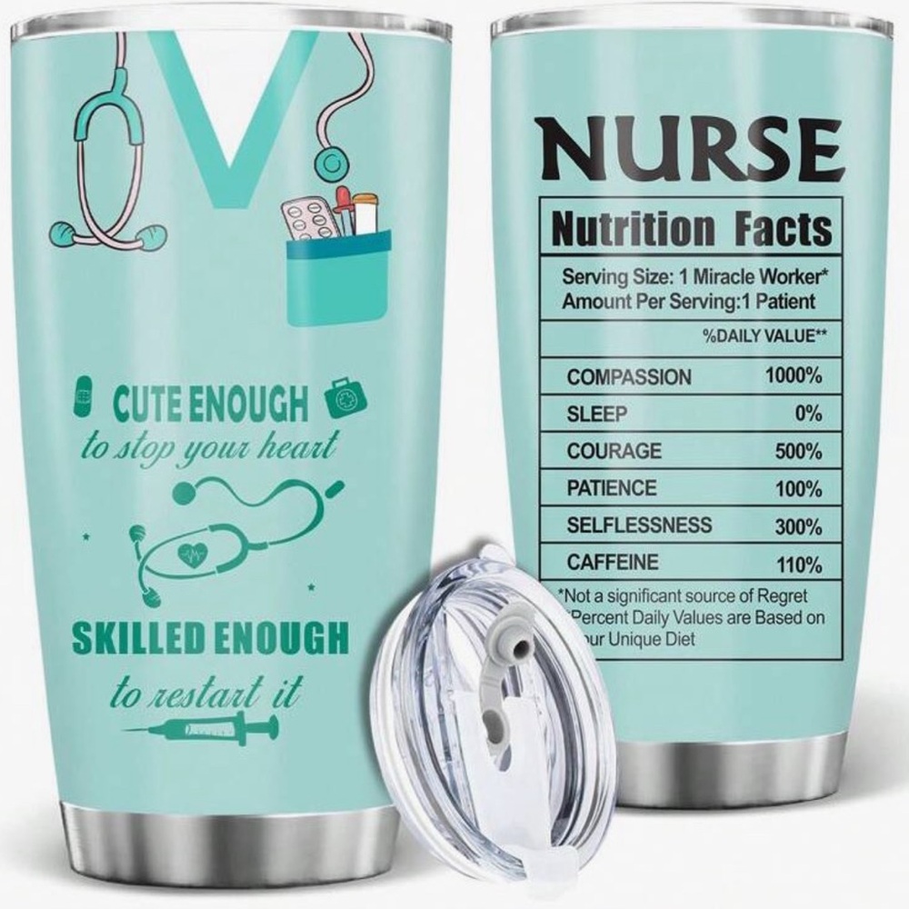 Nurse-Themed Insulated Tumbler - Mint Blue